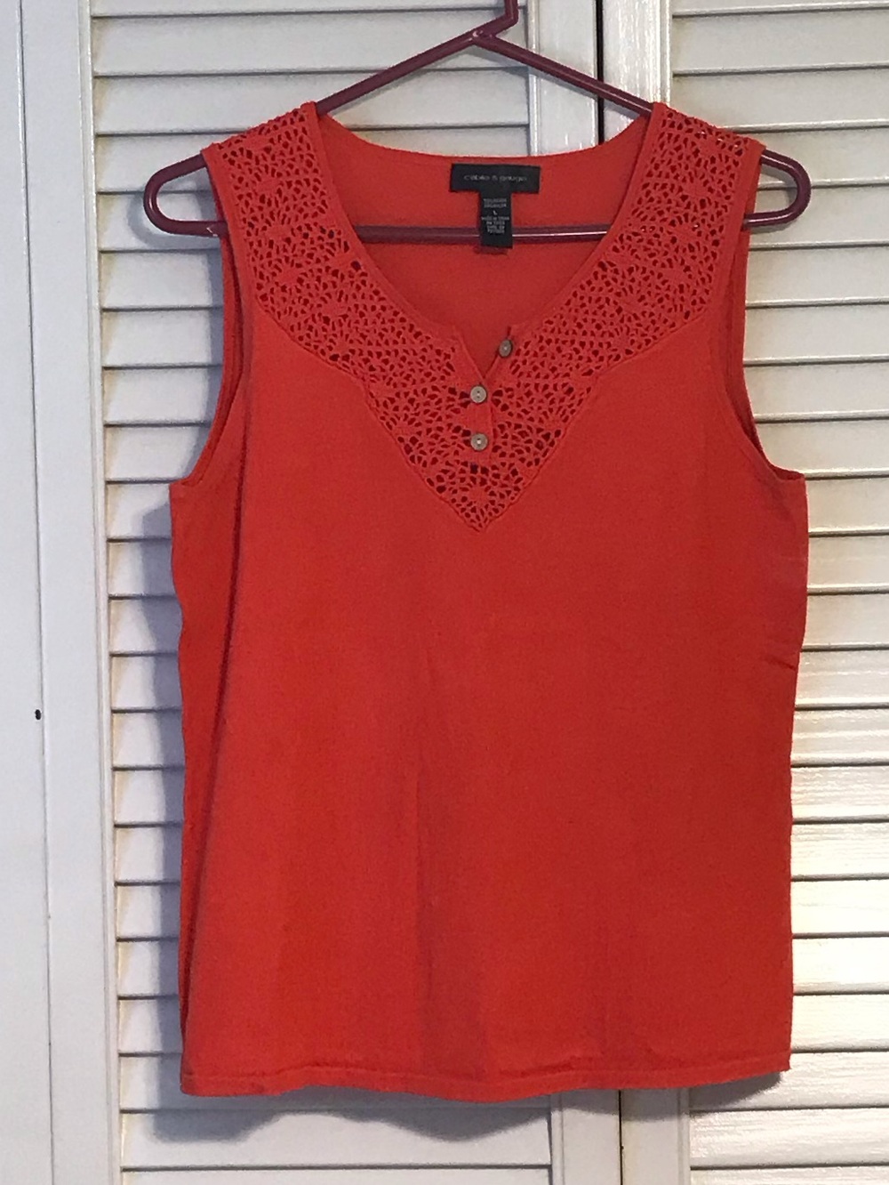 Cable & Gauge Orange Crochet-Trim Sleeveless Tank